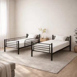 Pat supraetajat RODEZ 90x200 pentru copii, negru