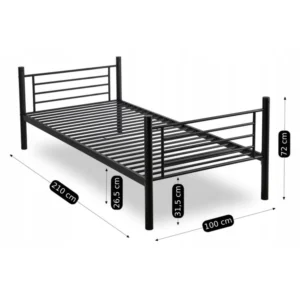 Pat supraetajat RODEZ 90x200 pentru copii, negru