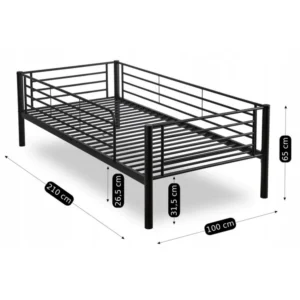 Pat supraetajat RODEZ 90x200 pentru copii, negru