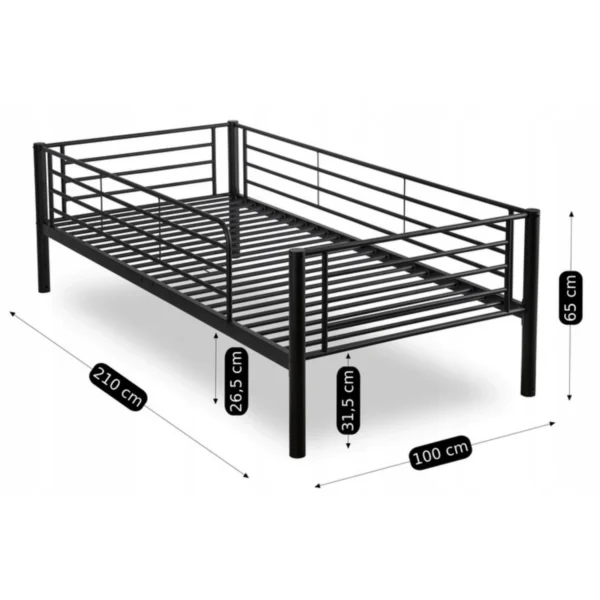 Pat supraetajat RODEZ 90x200 pentru copii, negru