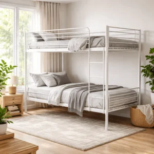 Pat supraetajat RODEZ 90x200 pentru copii, alb