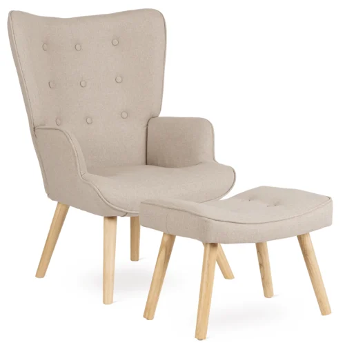 product-3076-0 Fotoliu de relaxare LOZANO 2 cu suport pentru picioare, bej — Fotolii cu taburet
