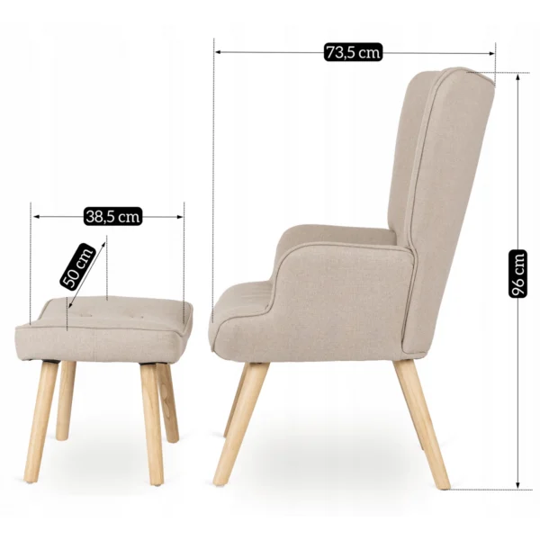product-3076-8 Fotoliu de relaxare LOZANO 2 cu suport pentru picioare, bej — Fotolii cu taburet