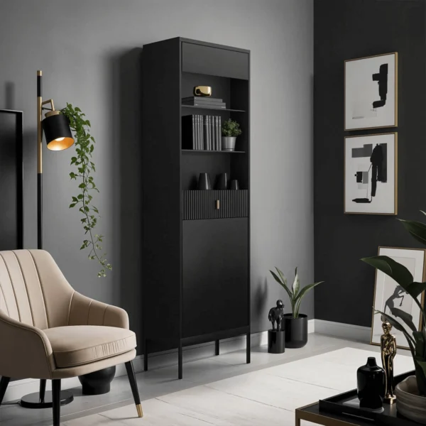 product-3083-0 Vitrină din sticlă neagră cu caneluri MARCOS