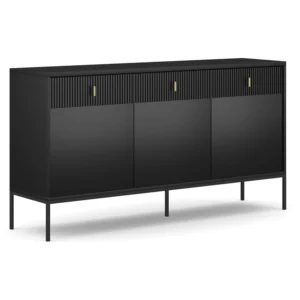 Comodă MARCOS, 154 cm, canelată, negru