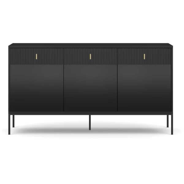 Comodă MARCOS, 154 cm, canelată, negru