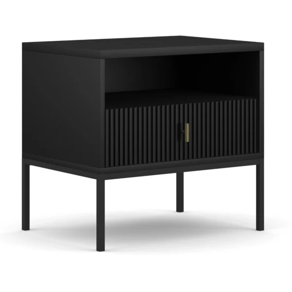 Noptieră MARCOS, canelată, negru