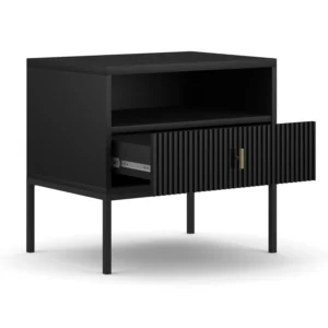 Noptieră MARCOS, canelată, negru