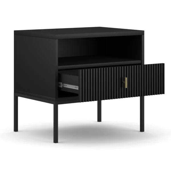 Noptieră MARCOS, canelată, negru