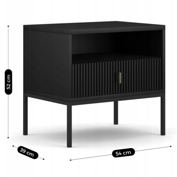 Noptieră MARCOS, canelată, negru