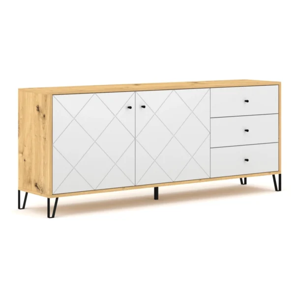 Comodă BACARDI 183 cm Stejar Artisan/Alb