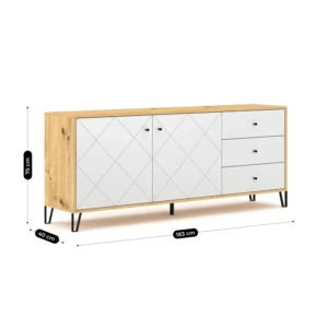 Comodă BACARDI 183 cm Stejar Artisan/Alb