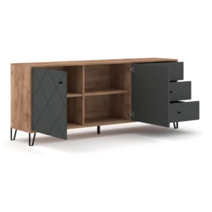 Comodă BACARDI, 183 cm, stejar Craft Tobacco/grafit