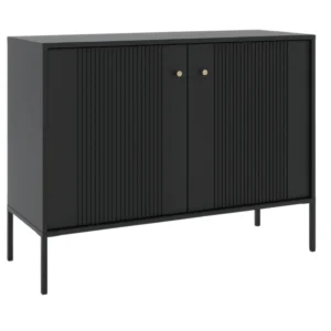Comodă SOFT 104 cm cu două uși, canelată, negru