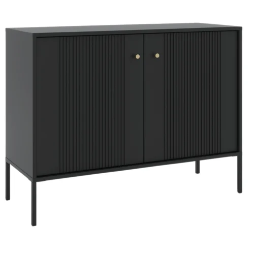 Comodă SOFT 104 cm cu două uși, canelată, negru