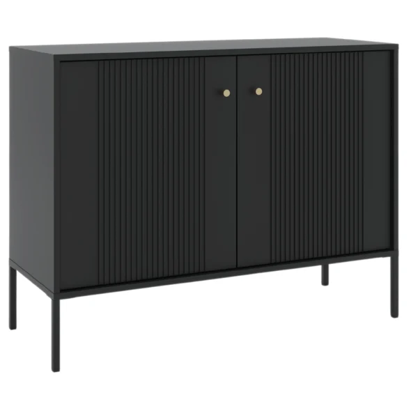 Comodă SOFT 104 cm cu două uși, canelată, negru