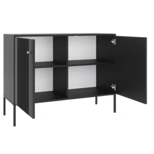 Comodă SOFT 104 cm cu două uși, canelată, negru