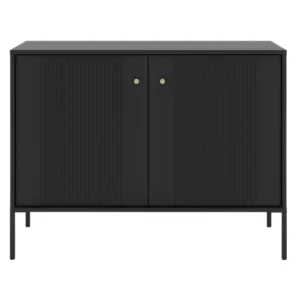 Comodă SOFT 104 cm cu două uși, canelată, negru