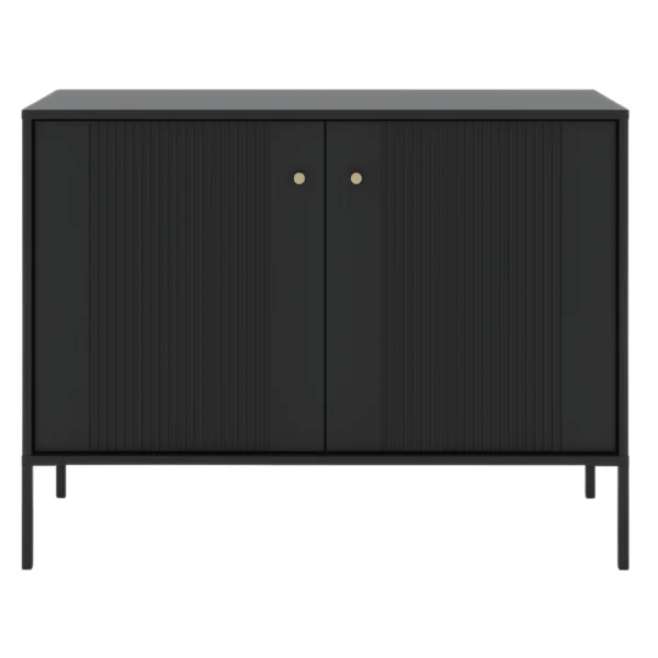 Comodă SOFT 104 cm cu două uși, canelată, negru