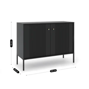 Comodă SOFT 104 cm cu două uși, canelată, negru