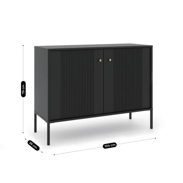 Comodă SOFT 104 cm cu două uși, canelată, negru