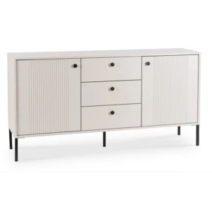 Comodă SOFT, 154 cm, două uși cu sertare, canelată, cașmir