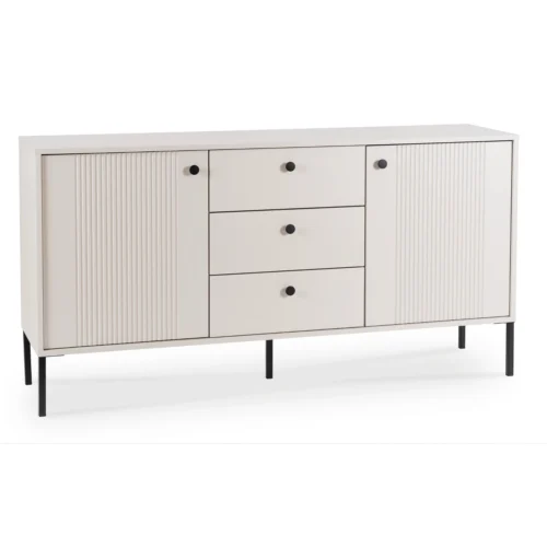 Comodă SOFT, 154 cm, două uși cu sertare, canelată, cașmir