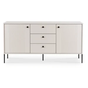 Comodă SOFT, 154 cm, două uși cu sertare, canelată, cașmir