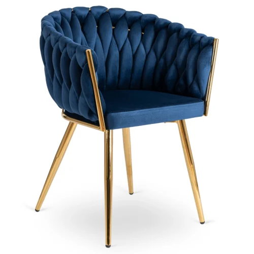 Scaun CAPI albastru marin din velur țesut