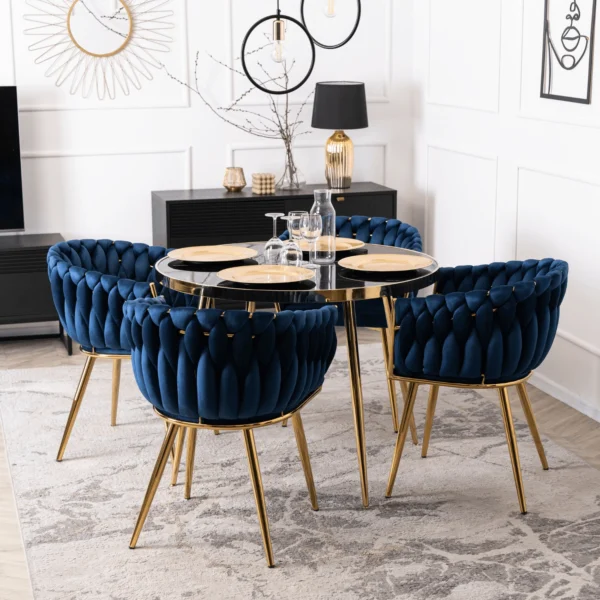 Scaun CAPI albastru marin din velur țesut