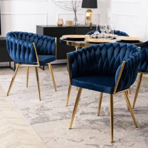 Scaun CAPI albastru marin din velur țesut
