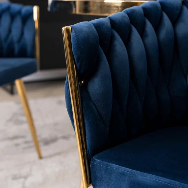 Scaun CAPI albastru marin din velur țesut