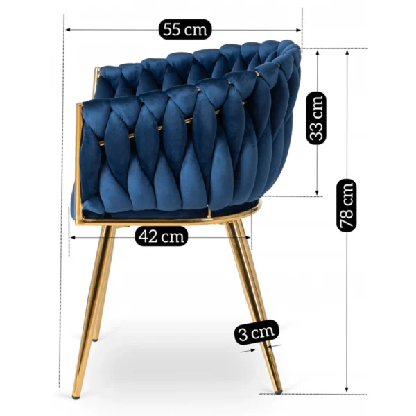Scaun CAPI albastru marin din velur țesut