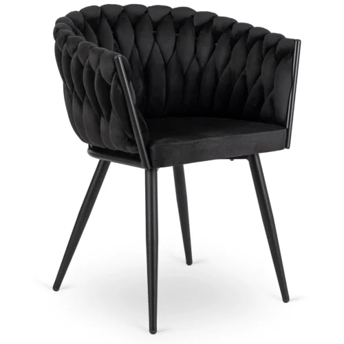Scaun ELENA din velur negru țesut