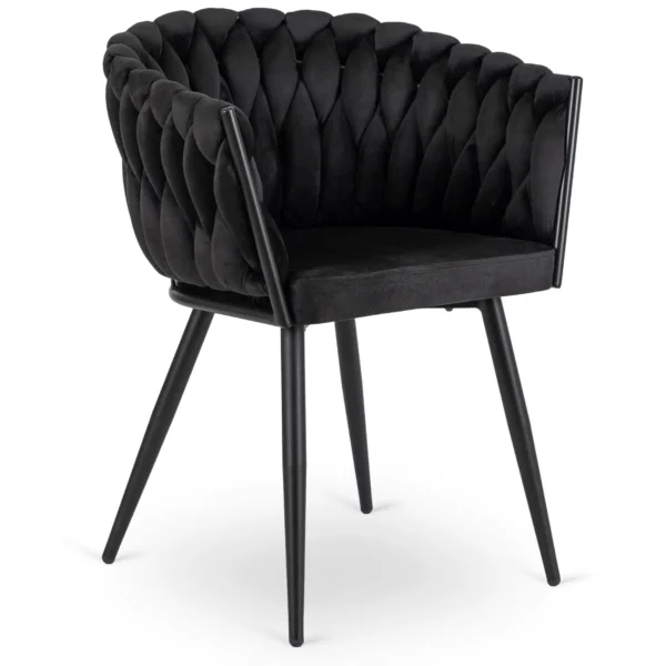 product-3099-0 ELENA negru împletit Velour Scaun — MOBILA