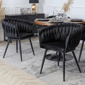 product-3099-2 ELENA negru împletit Velour Scaun — MOBILA