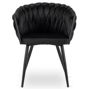 product-3099-5 ELENA negru împletit Velour Scaun — MOBILA