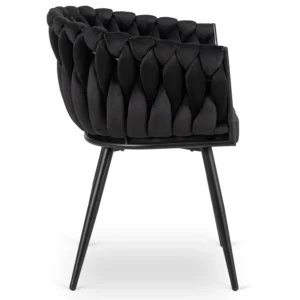 product-3099-6 ELENA negru împletit Velour Scaun — MOBILA