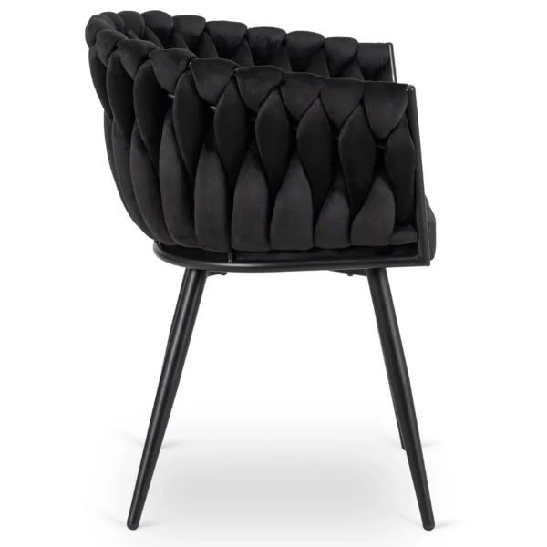 product-3099-6 ELENA negru împletit Velour Scaun — MOBILA