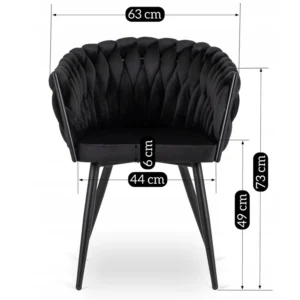 product-3099-8 ELENA negru împletit Velour Scaun — MOBILA