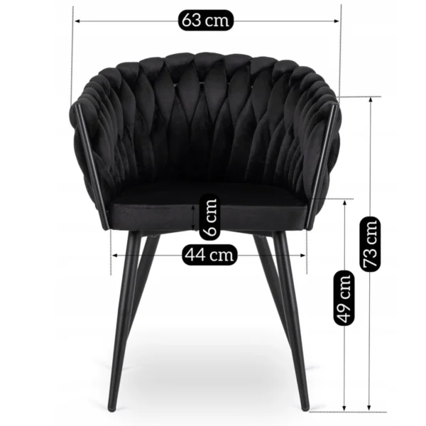 product-3099-8 ELENA negru împletit Velour Scaun — MOBILA