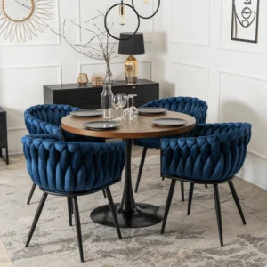 Scaun ELENA Albastru marin Velur țesut
