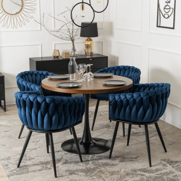 Scaun ELENA Albastru marin Velur țesut