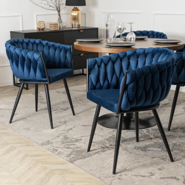 Scaun ELENA Albastru marin Velur țesut