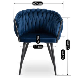 Scaun ELENA Albastru marin Velur țesut