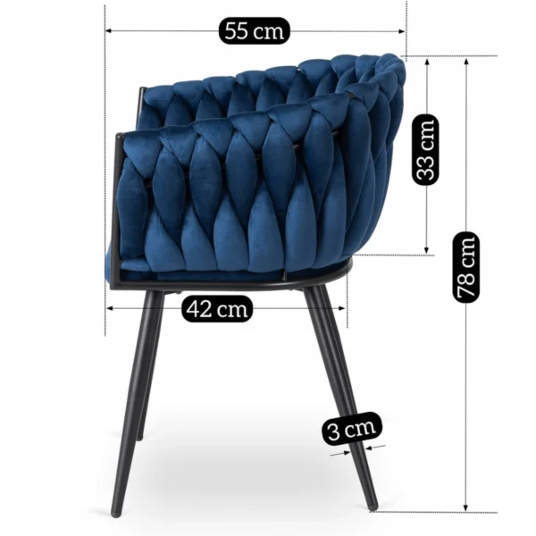 Scaun ELENA Albastru marin Velur țesut