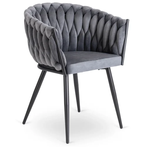 Scaun ELENA din velur țesut gri