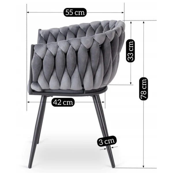 product-3102-9 Scaun ELENA din velur țesut gri