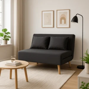 MARRY 2 Fotoliu dublu negru cu spătar rabatabil