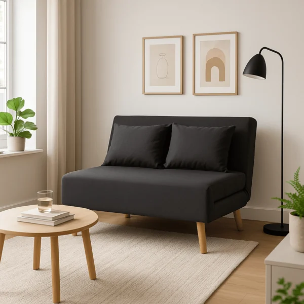 MARRY 2 Fotoliu dublu negru cu spătar rabatabil